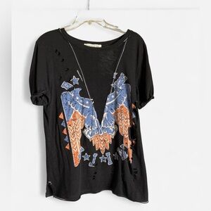 Edgy Black Tee with Vibrant Eagle Graphic